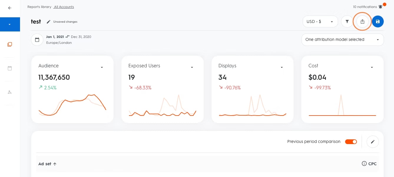 Criteo to BigQuery - Criteo Export Data button